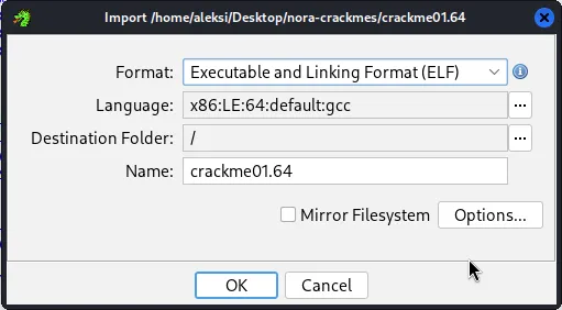 crackme01 ghidra